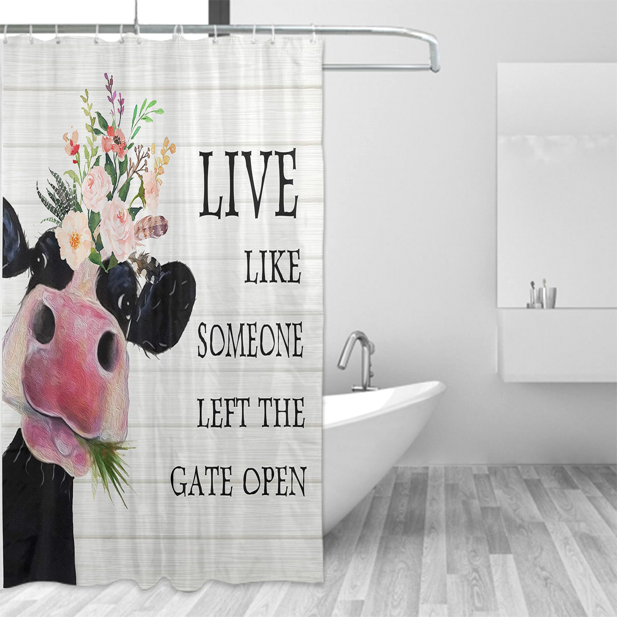 Crown Loving Heart Black Shower Curtain - Elegant Bathroom Decor - Image 2