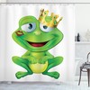 Crowned Frog Prince Print Colorful Shower Curtain For Kids' Bathroom Decor