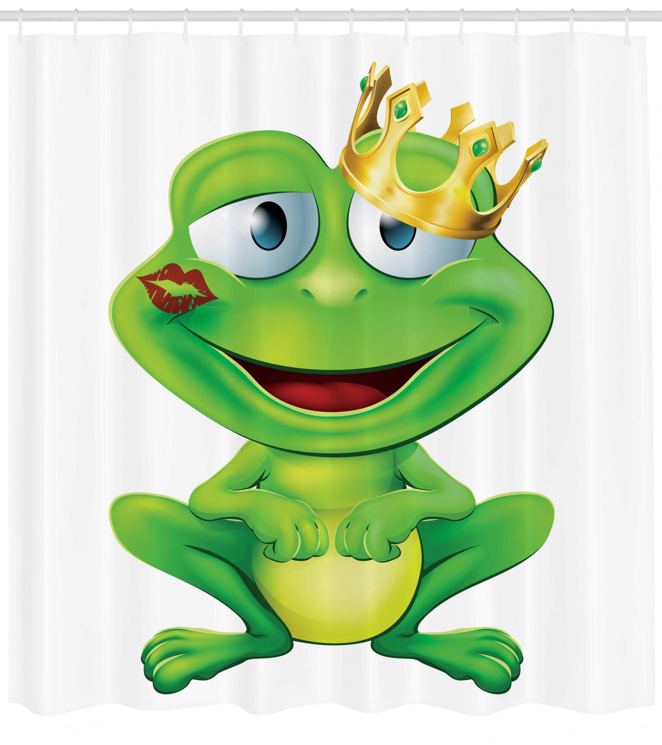Crowned Frog Prince Print Colorful Shower Curtain For Kids' Bathroom Decor - Image 4
