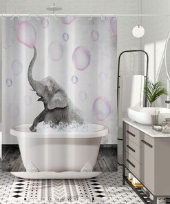 Crtpod Cute Elephant In Bathtub Shower Curtain For A Fun Bath