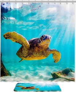 Cruising Sea Turtle Hawaii Shower Curtain For Bathroom Decoration