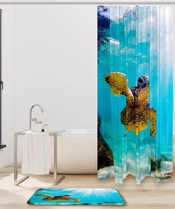Cruising Sea Turtle Hawaii Shower Curtain For Bathroom Decoration
