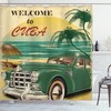 Cuba Beach Ocean Palm Shower Curtain for Exotic Bathroom Decor