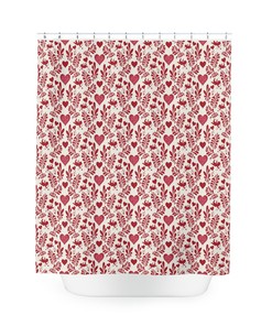 Cupids and Hearts Red Shower Curtain for Valentine's Day Bathroom Decor