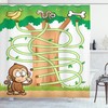 Curious Monkey Printed Children'S Activity-Themed Shower Curtain For Bathrooms