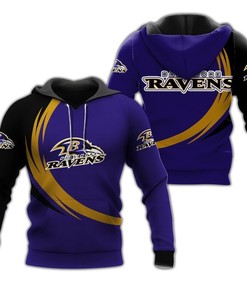 Curve Graphic All Over Print Baltimore Ravens Hoodie 3D Gifts For Fans