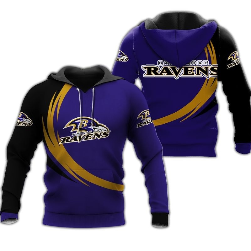 Curve Graphic All Over Print Baltimore Ravens Hoodie 3D Gifts For Fans
