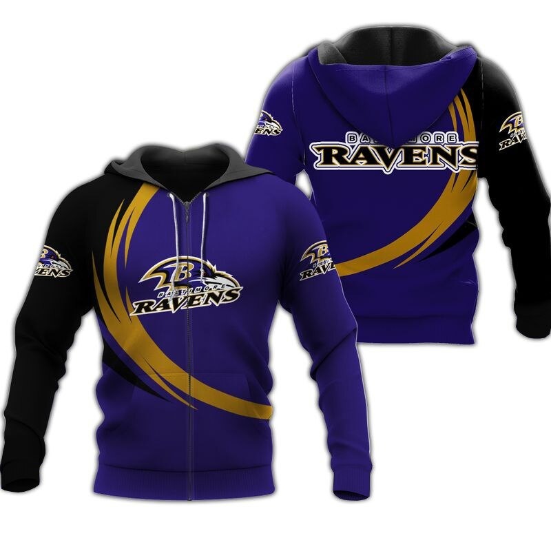 Curve Graphic All Over Print Baltimore Ravens Hoodie 3D Gifts For Fans