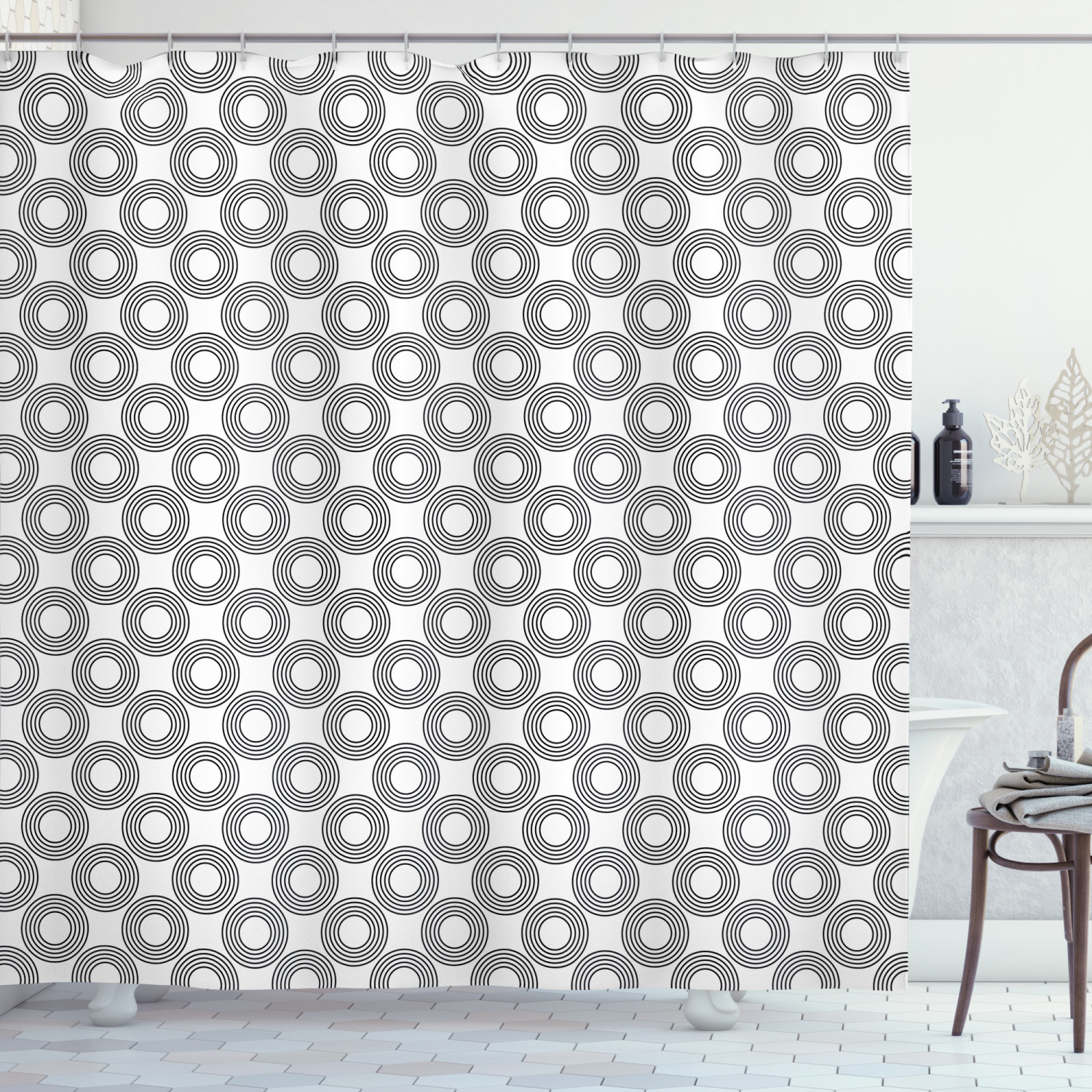 Curves Print Shower Curtain For Contemporary Bathroom