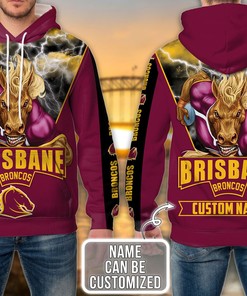 Custom All Over Print Brisbane Broncos Nrl 3D Hoodie