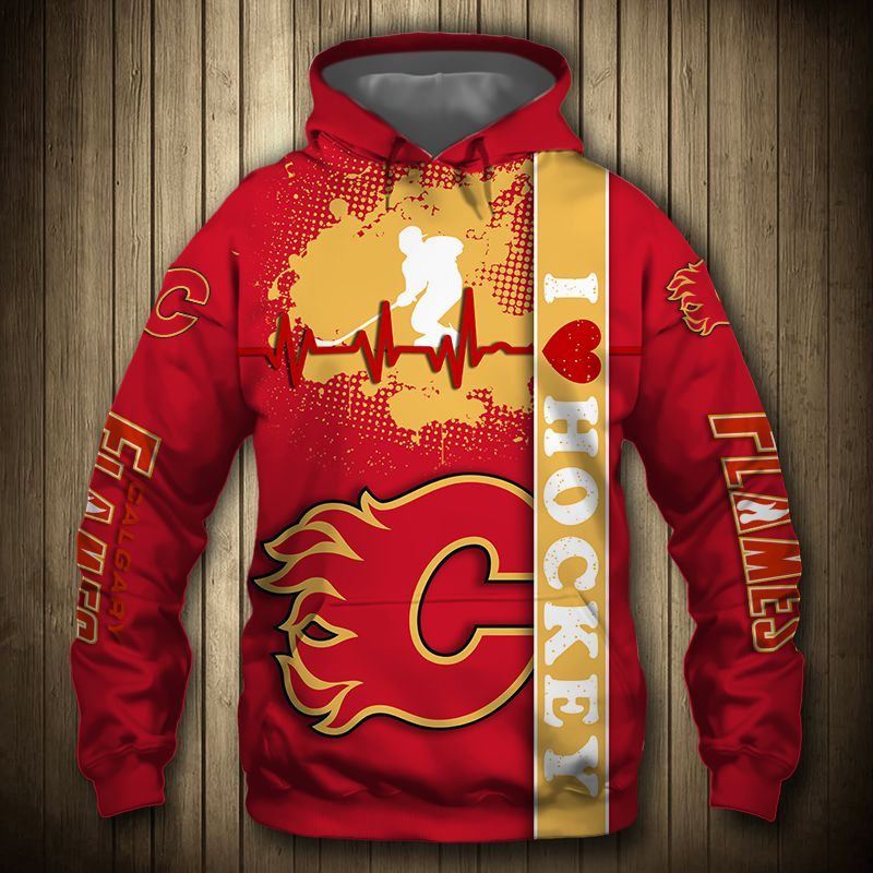 Custom All Over Print Hoodie For Calgary Flames Nhl Fans