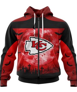 Custom All Over Print Kansas City Chiefs 3D Halloween Hoodie With Name And Number