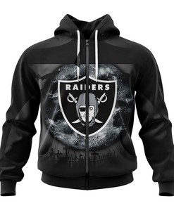 Custom All Over Print Las Vegas Raiders 3D Halloween Hoodie With Name And Number