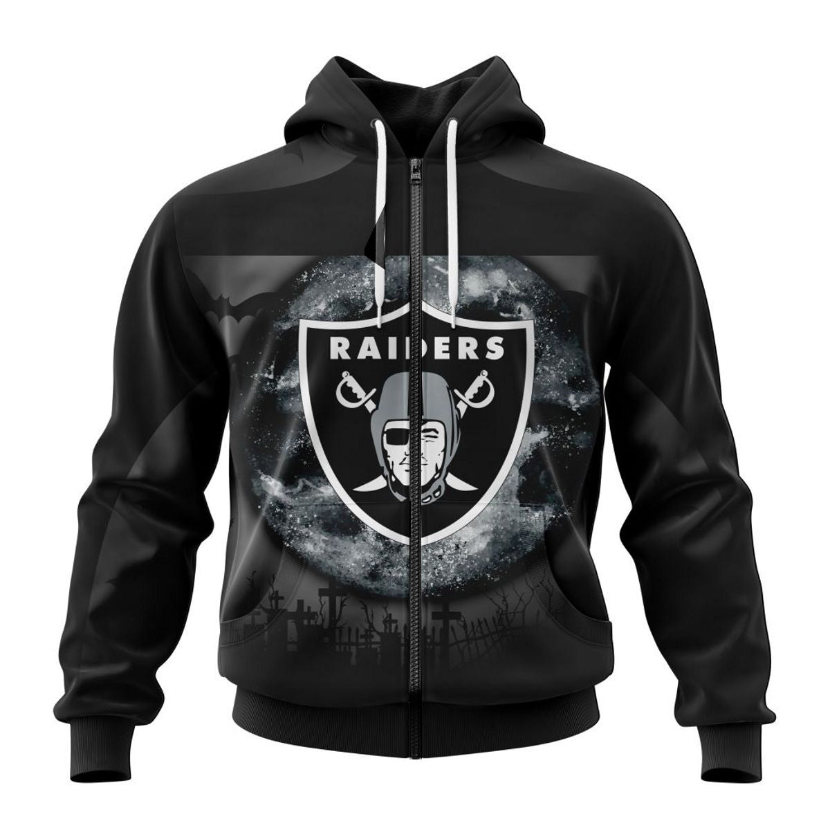 Custom All Over Print Las Vegas Raiders 3D Halloween Hoodie With Name And Number