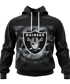 Custom All Over Print Las Vegas Raiders 3D Halloween Hoodie With Name And Number