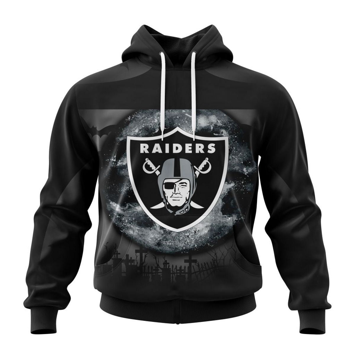 Custom All Over Print Las Vegas Raiders 3D Halloween Hoodie With Name And Number
