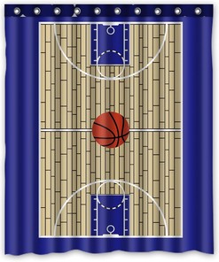 Custom Basketball Ground Field Shower Curtain for a Sports-themed Bathroom