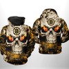Custom Boston Bruins Nhl Skull Unisex All Over Print 3D Zip Up Hoodie Perfect Gift For Hockey Fans
