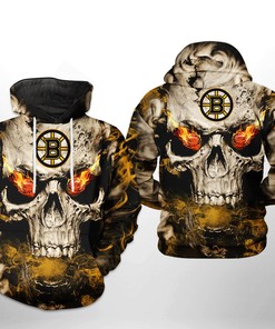 Custom Boston Bruins Nhl Skull Unisex All Over Print 3D Zip Up Hoodie Perfect Gift For Hockey Fans