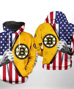 Custom Boston Bruins Nhl Us Flag Unisex All Over Print 3D Zip Up Hoodie Perfect Gift For Hockey Fans