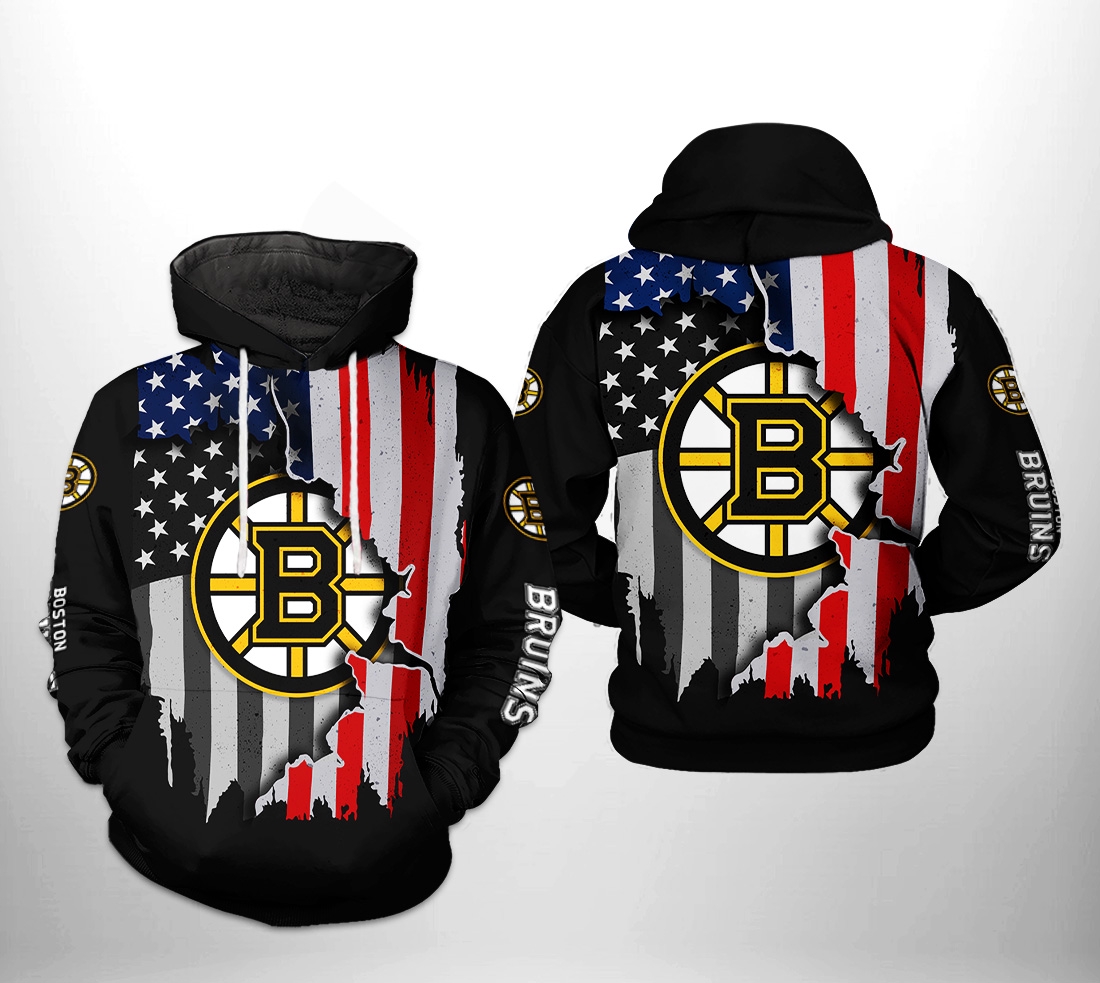 Custom Boston Bruins Nhl Usa Flag Unisex All Over Print 3D Zip Up Hoodie Perfect Gift For Hockey Fans