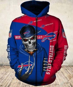 Custom Buffalo Bills Hoodie With 3D Zip Hoodie And Cute Death Gift For Fans