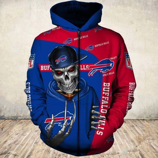Custom Buffalo Bills Hoodie With 3D Zip Hoodie And Cute Death Gift For Fans