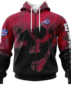 Custom Buffalo Bills Skull Hoodie With 3D Design And Custom Name & Number For Fans