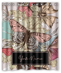 Custom Butterfly Retro Shower Curtain For A Boho Bathroom Decor