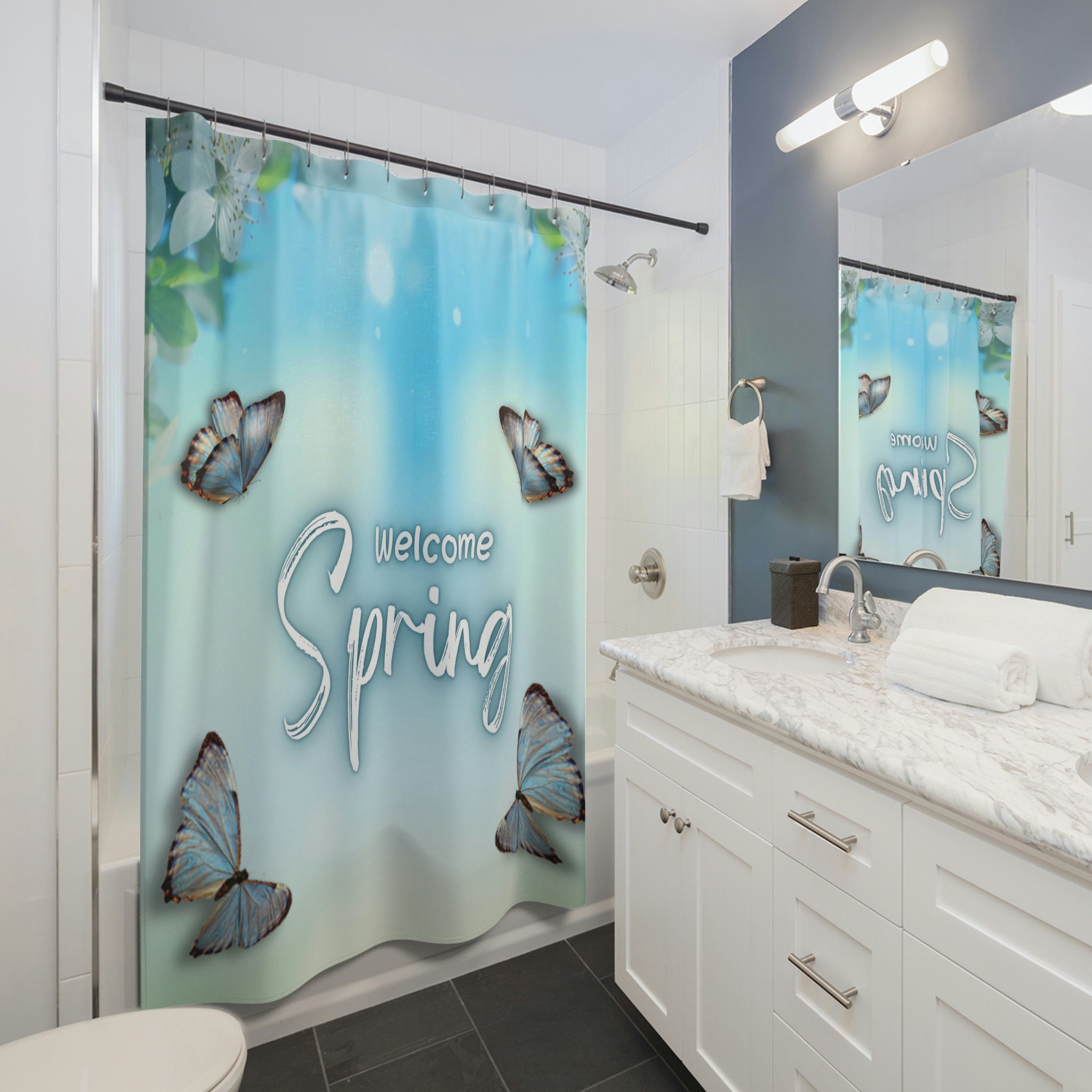 Custom Butterfly Shower Curtain Design - Great Bathroom Decor Gift Idea - Image 2