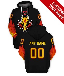 Custom Calgary Flames Nhl Zip-Up All Over Printed Hoodie