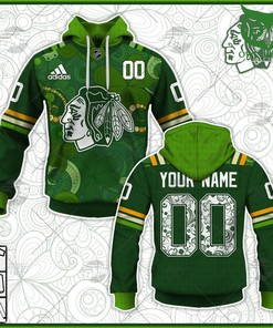 Custom Chicago Blackhawks St. Patrick'S Day Jersey 2022 All Over Print Zip Up Hoodie - Personalize Your Style
