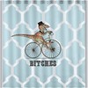 Custom Dinosaur Bicycle Geometric Pattern Shower Curtain For Fun Bath