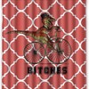 Custom Dinosaur Bicycle Geometric Pattern Shower Curtain With Unique Design