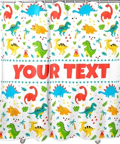 Custom Dinosaur Birthday Gift Shower Curtain, Full Coverage Vibrant Design for Kids