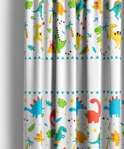 Custom Dinosaur Birthday Gift Shower Curtain, Full Coverage Vibrant Design for Kids