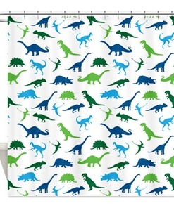 Custom Dinosaur Shower Curtain In Green For A Wildlife Touch