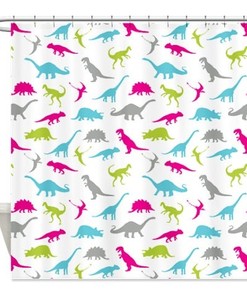Custom Dinosaur Shower Curtain With Bright And Playful Colors