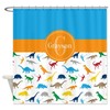 Custom Dinosaur Shower Curtain With Monogrammed Name In Colorful Design
