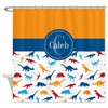 Custom Dinosaur Shower Curtain With Monogrammed Name In Science Theme