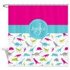 Custom Dinosaur Shower Curtain With Monogrammed Name In Vibrant Colors