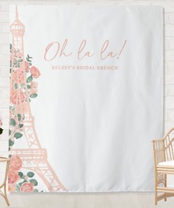 Custom Eiffel Tower Shower Backdrop for Bridal Shower or Bachelorette Party Photo Booth - Oh La La