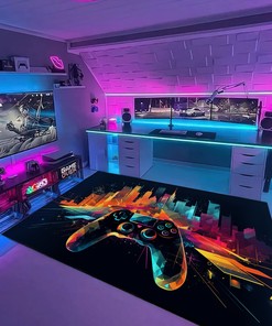 Custom Game Room Area Rug for Boys - Shufflezone Game Carpet - Game Room Rugs for Living Room M66