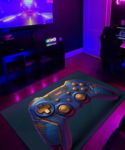 Custom Game Room Area Rug for Boys - Shufflezone Game Carpet with Vintage Style Game Room Decor - Game Room Rugs for Living Room T07