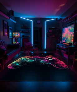 Custom Game Room Carpet for Teen Boys with Personalized Vintage Game Room Area Rug