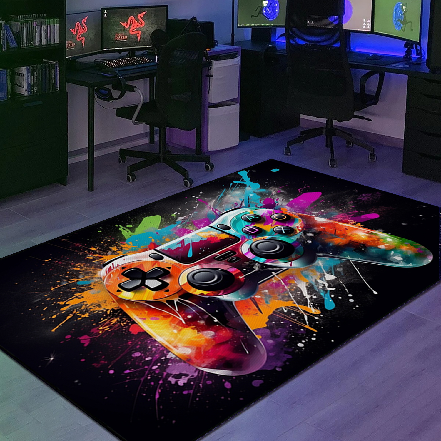 Custom Game Room Themed Area Rug for Boys - Shufflezone Gaming Carpet with Game Room Rugs for Living Room M40 - Image 2