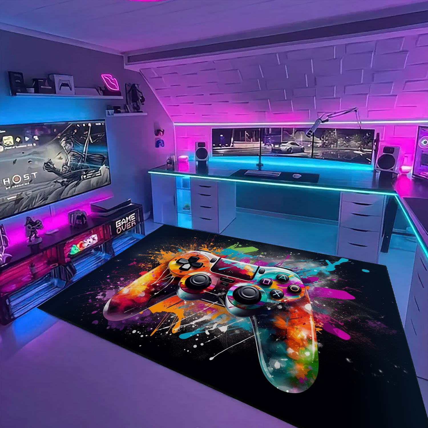 Custom Game Room Themed Area Rug for Boys - Shufflezone Gaming Carpet with Game Room Rugs for Living Room M40 - Image 3
