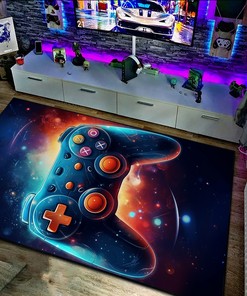 Custom Gamer Rug for Bedroom with Personalized Vintage Game Room Design