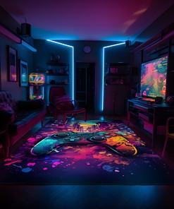 Custom Gamer Rug for Bedroom with Vintage Game Room Carpet for Home Decor