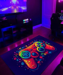 Custom Gaming Rug for Boys' Bedroom - Personalized Area Rug with Game Room Carpets - Large Game Rug Design M27